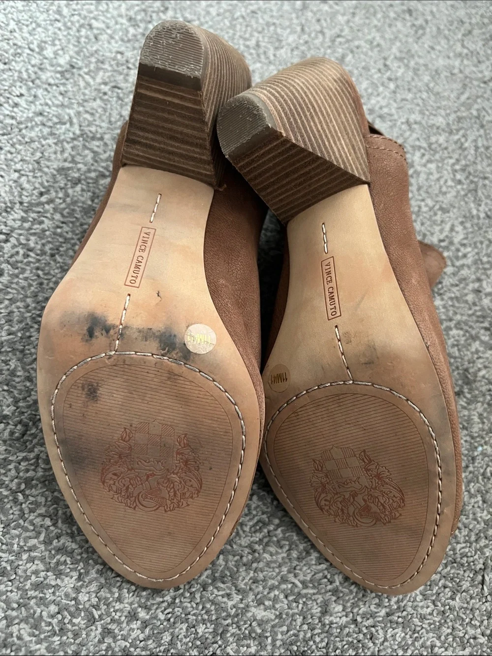 Vince Camuto Women's Brown Suede Peep-Toe Booties